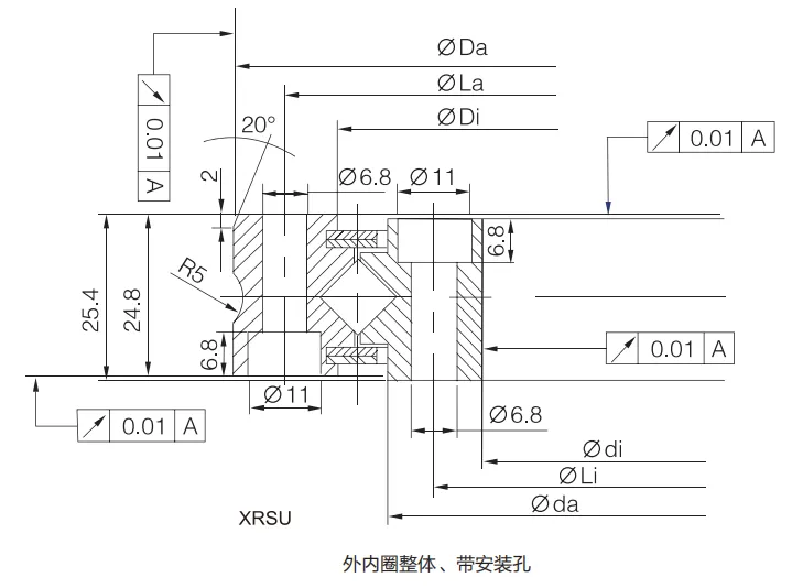 XRSU系列交叉滾子軸承結(jié)構圖